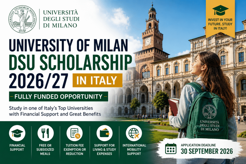 University of Milan DSU Scholarship 2026/27 in Italy (Fully Funded)